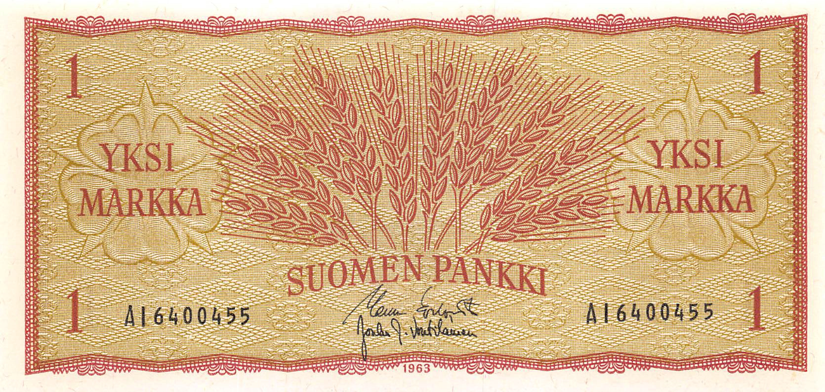 Finland 1 Markka p-98 1963 UNC Banknote 