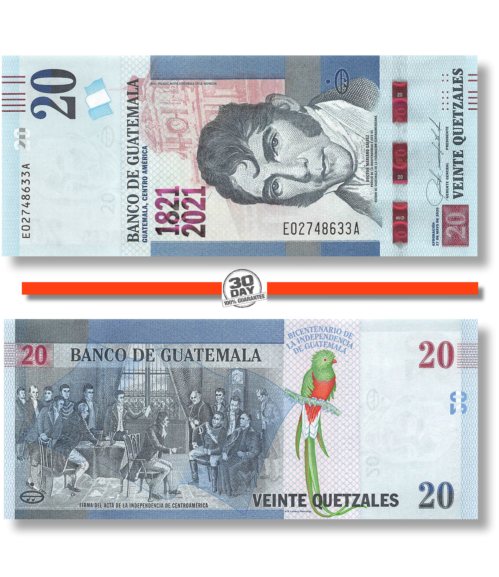 Guatemala Banknote P124  20 Quetzales 2011 E/C UNC 