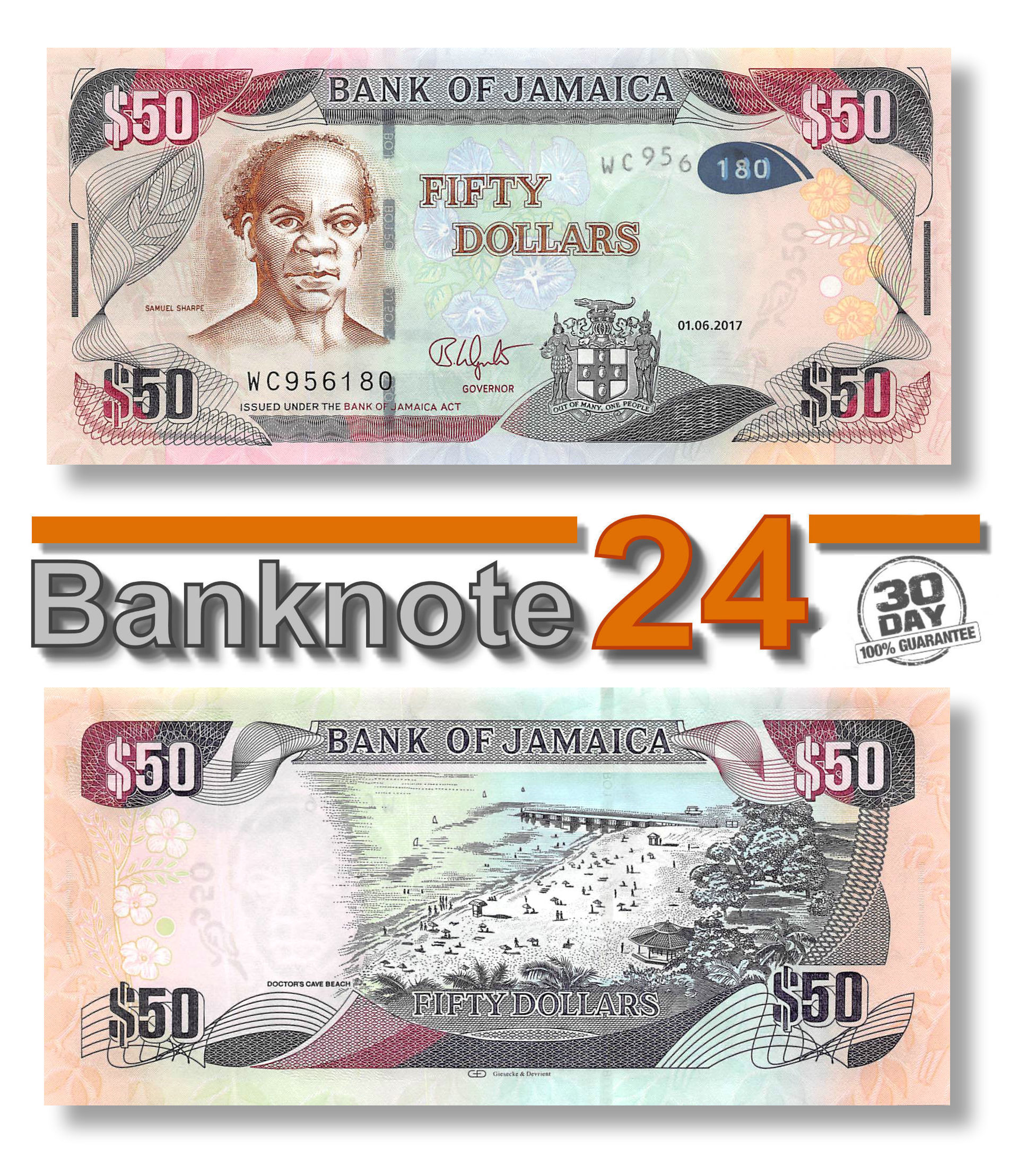 Jamaica 50 Dollars 2017 Unc