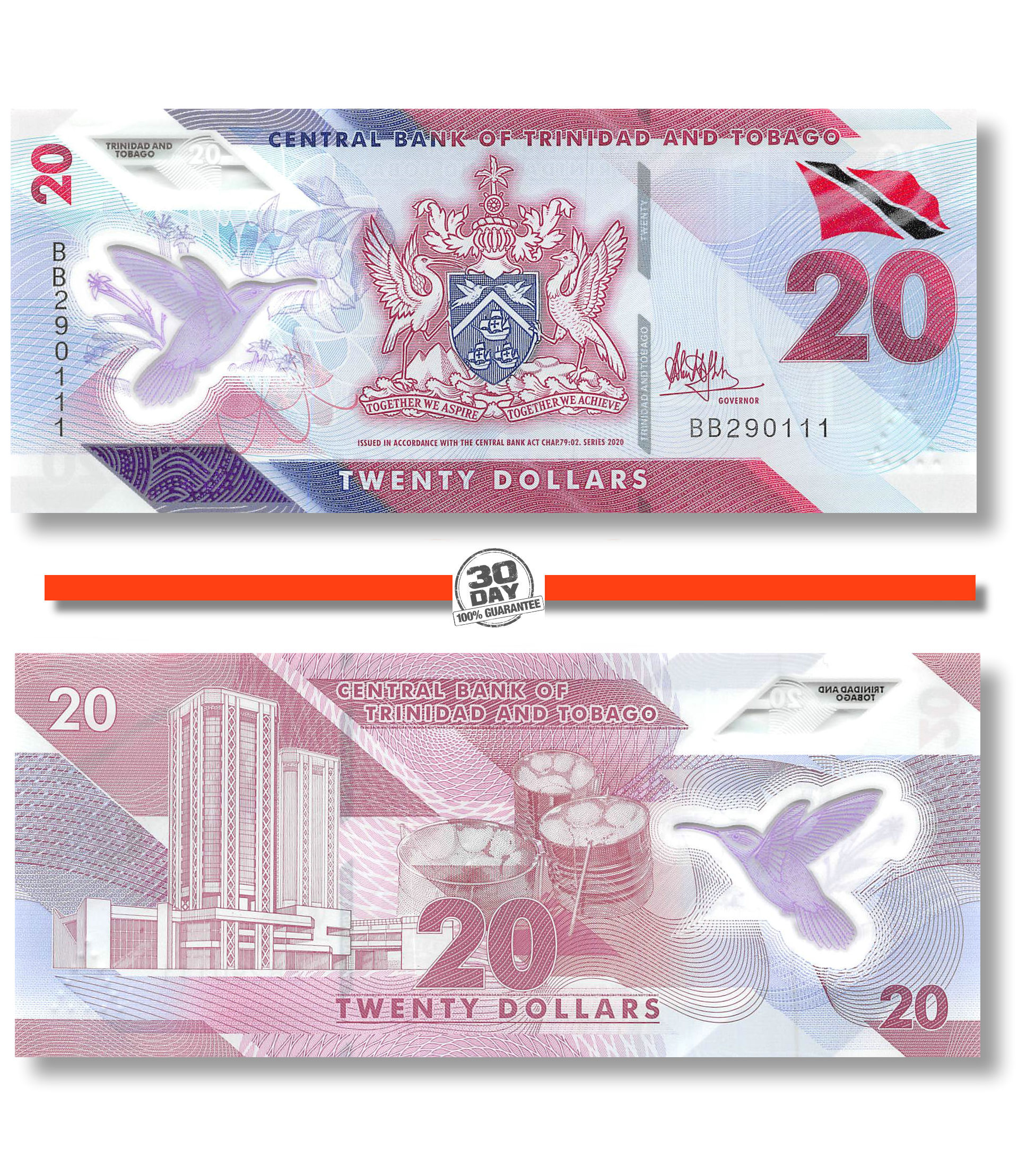 100 dollars Trinidad and Tobago 2019 P-NEW UNC Polymer New Design 