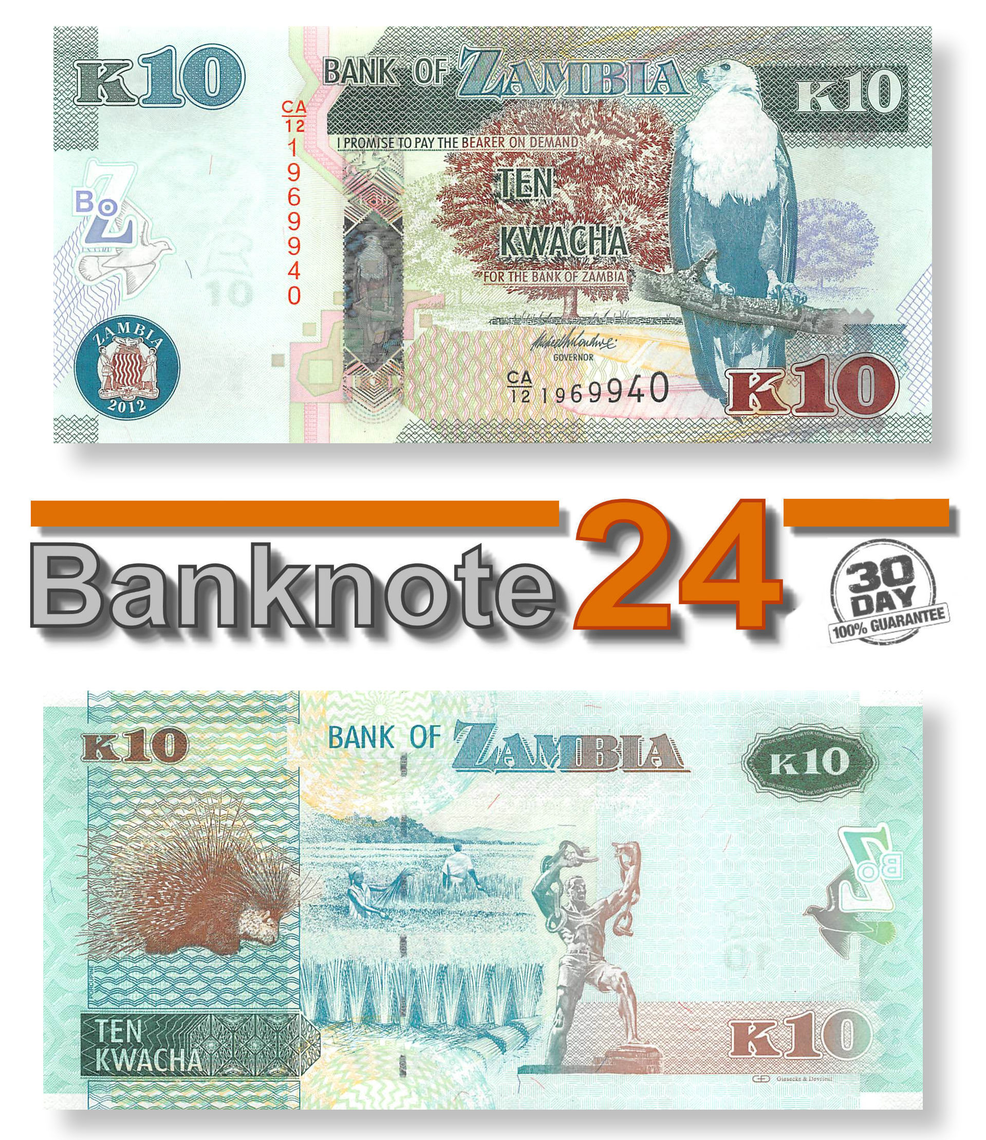 World Banknotes Zambia 1980 1 Kwacha P 23a UNC prefix 59/A 
