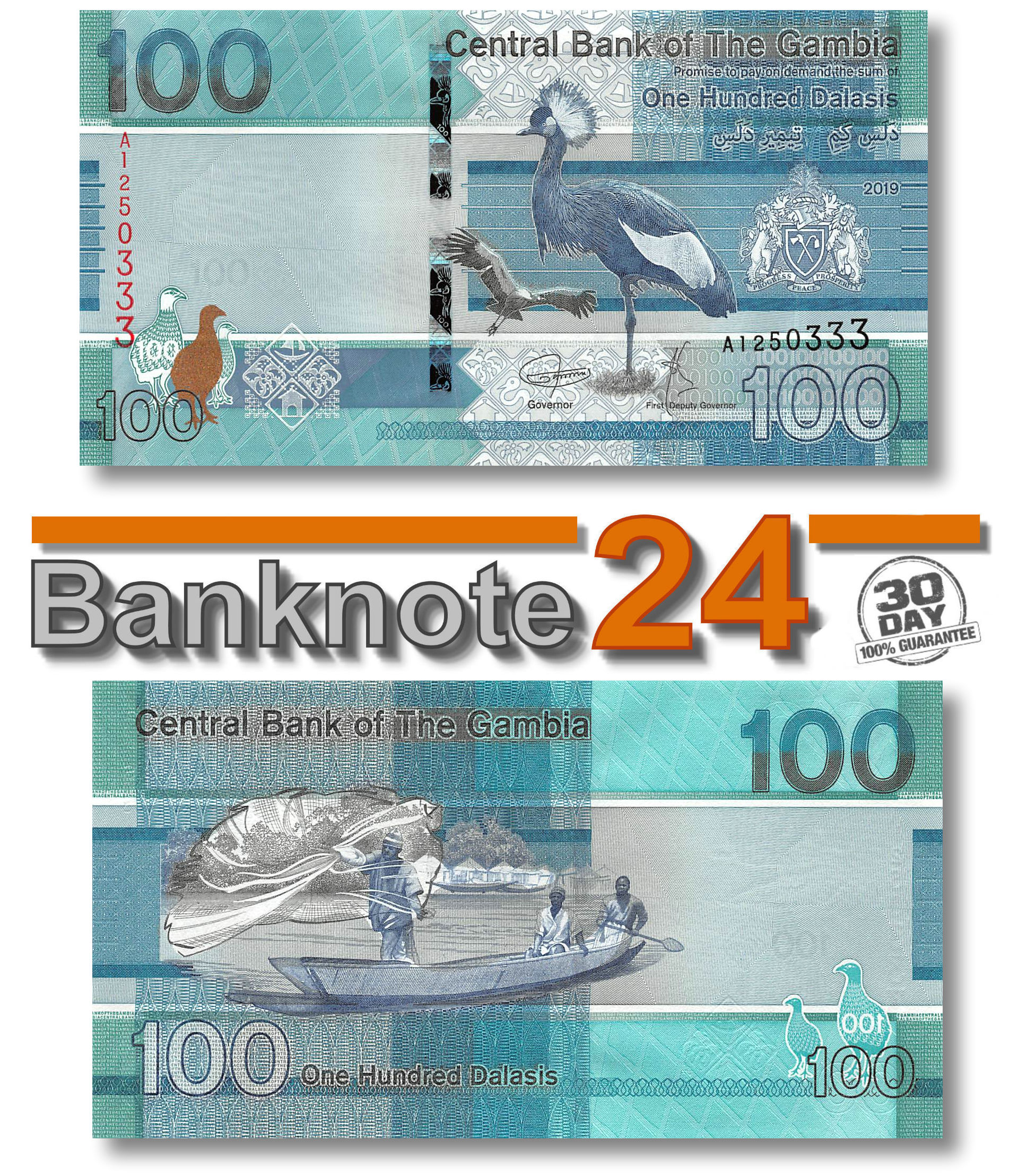 Birds Issue Pn 38a Banknote New Gambia 10 Delasis 2019 Unc 