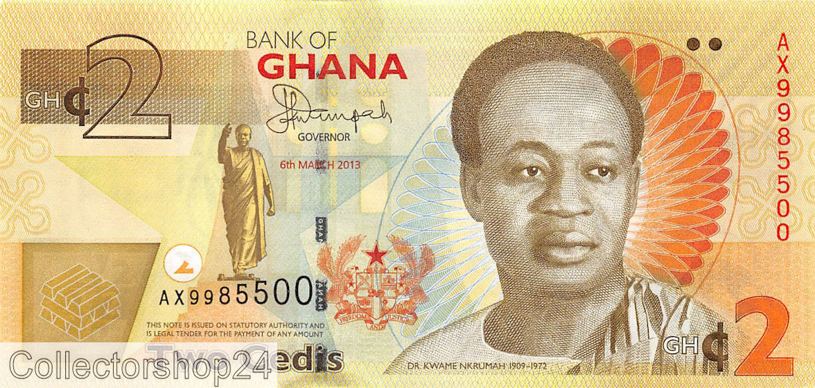 Ghana 2 Cedis 2013 Unc GHAPN37Ab Ghana ghana-2-cedis-2013-unc-ghapn37ab-ghana