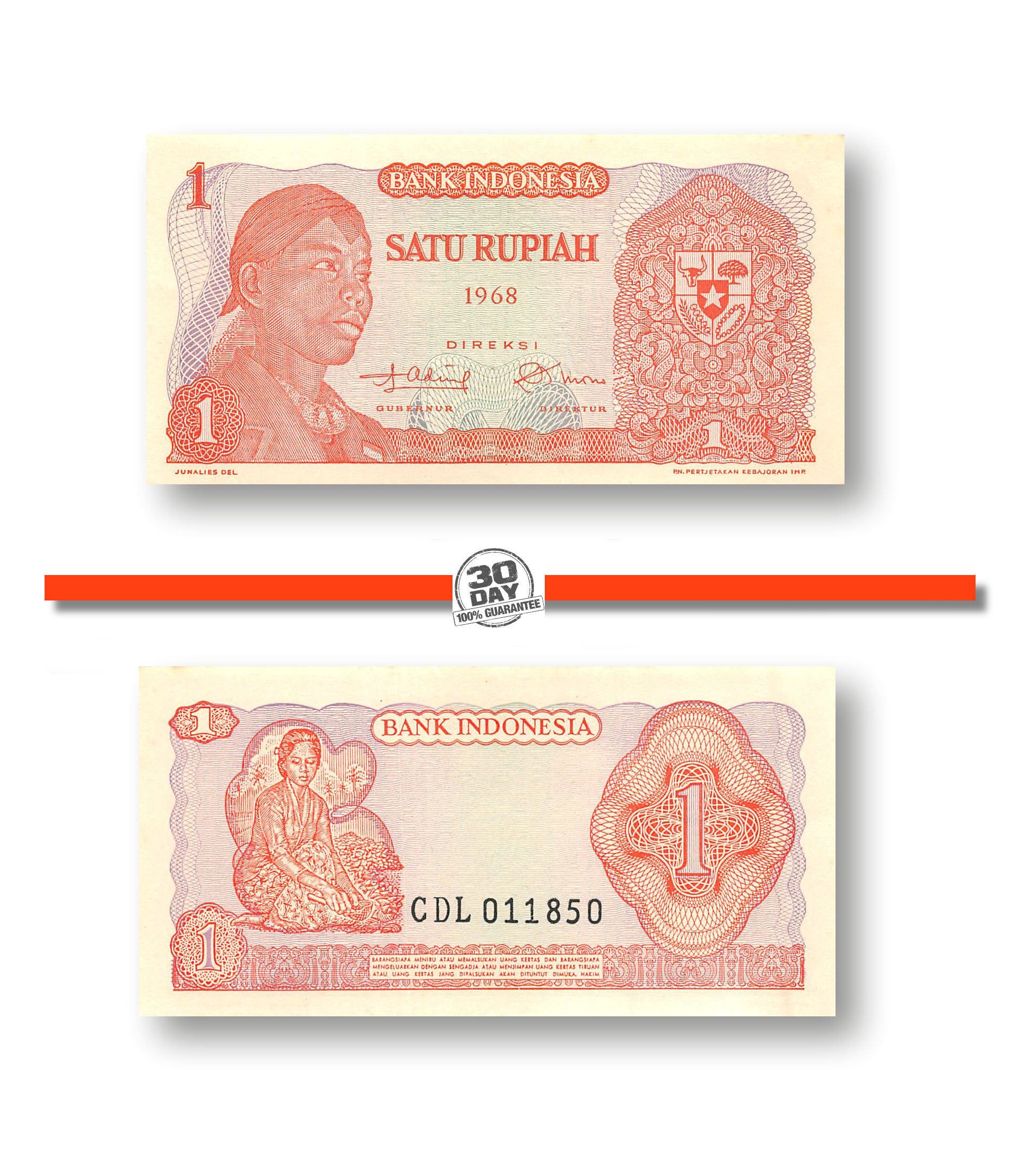 UNC > General Sudirman Indonesia 1968 25 Rupiah P-106 