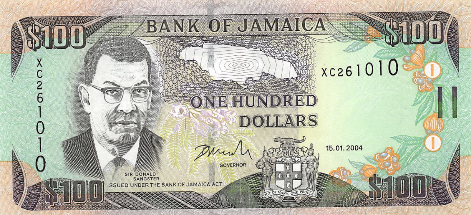 Jamaica Banknote 100 Dollars 2017 UNC