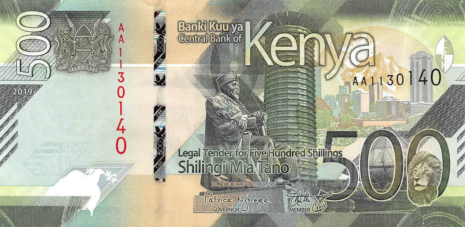 NEW KENYA 2019 Fine 500 Shillings Banknote Paper Money Bill P