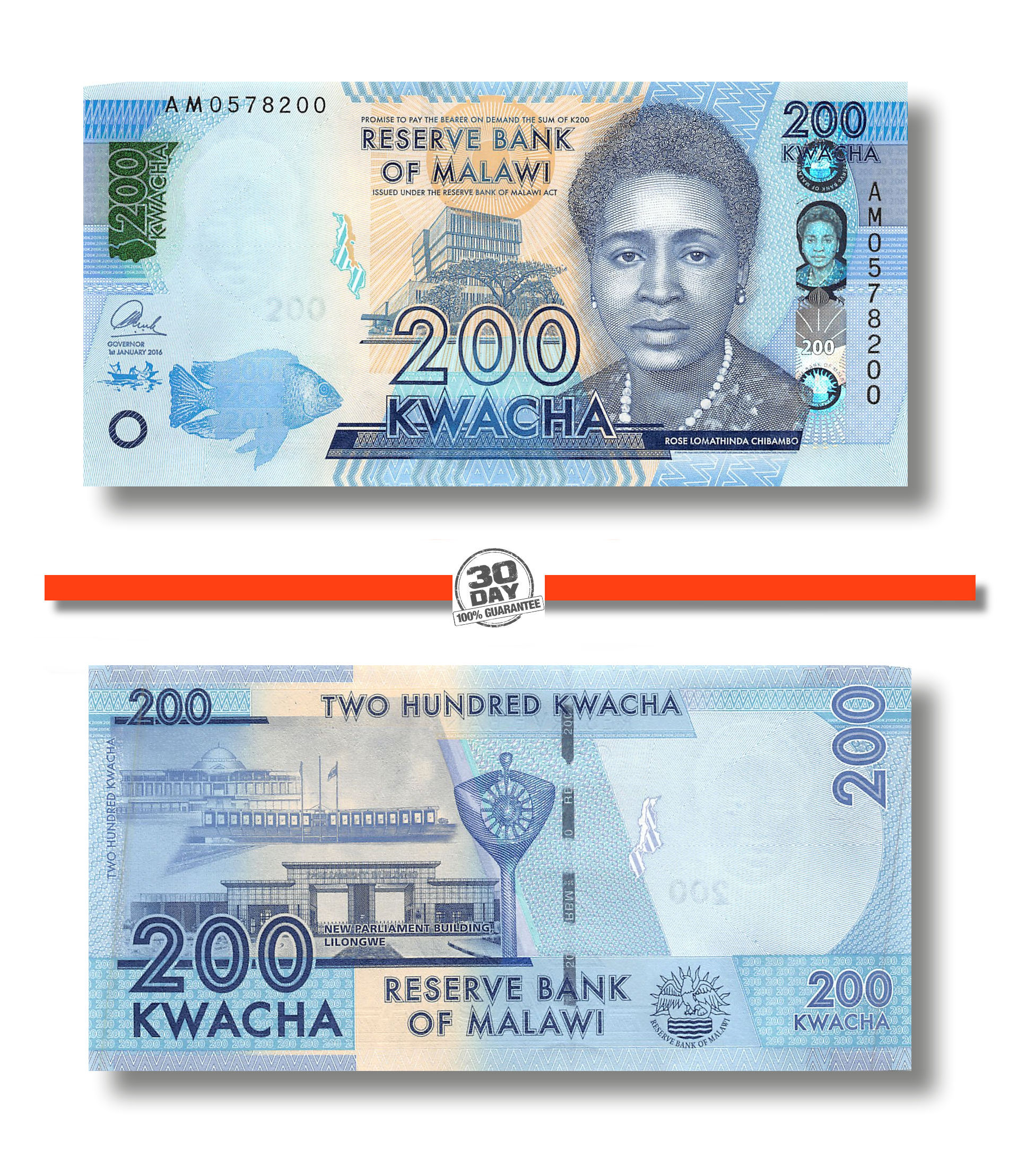 UNC Details about   2016 MALAWI 200 KWACHA BANKNOTE P-60c * 