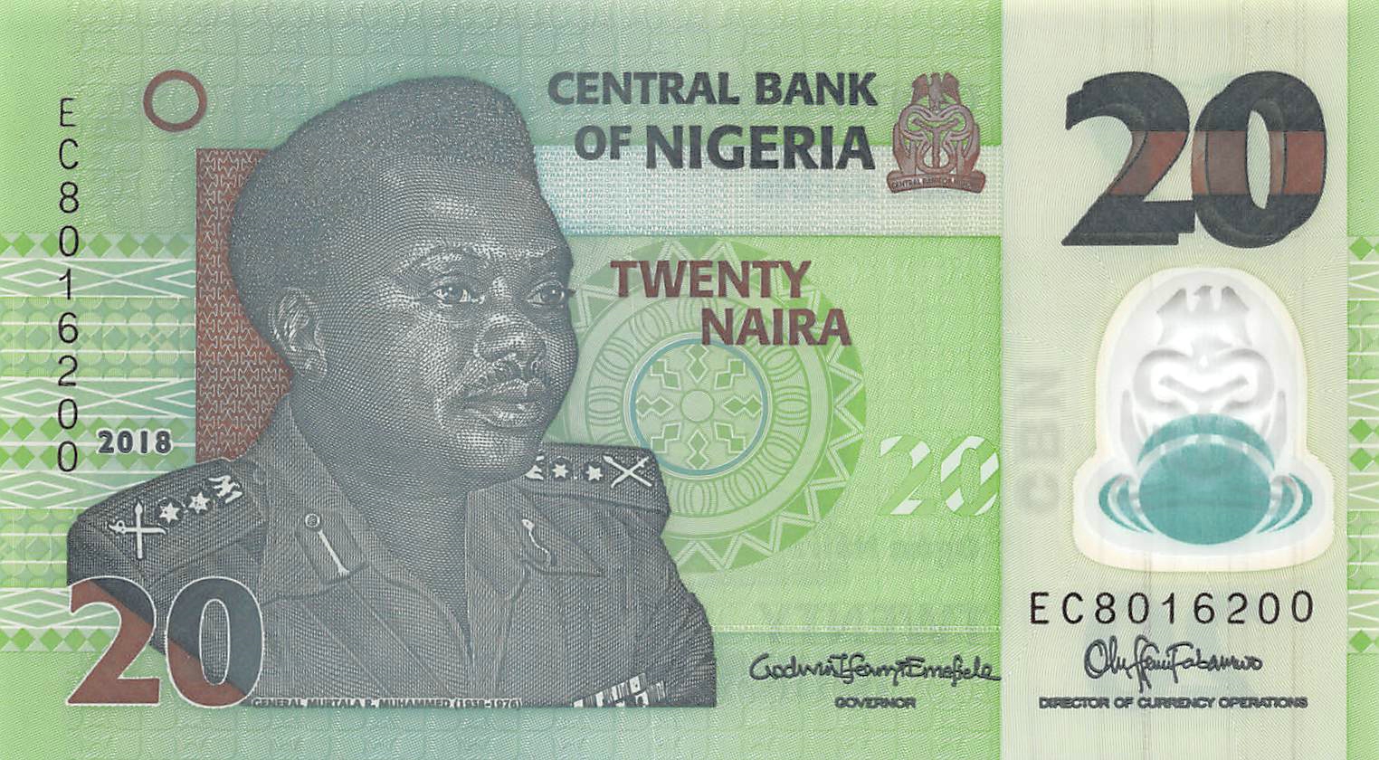 Polymer African Pn 34n Details about   Nigeria 2018 20 Naira Banknote Unc 