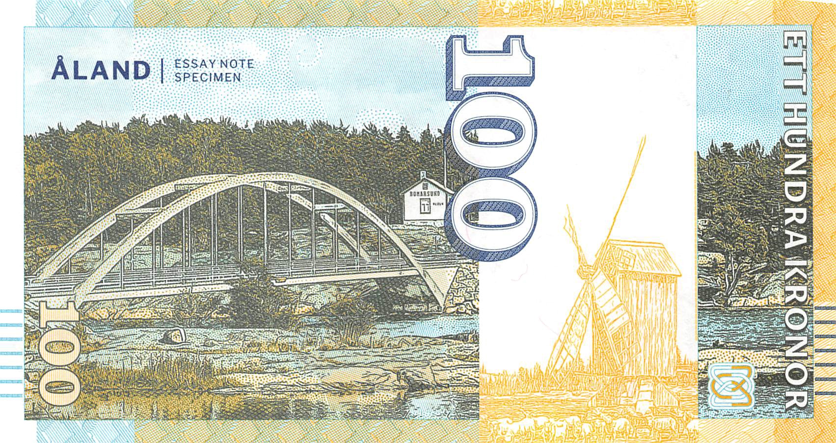 Specimen Private Issue 100 Kronor 2018 Aland Islands Essay UNC 