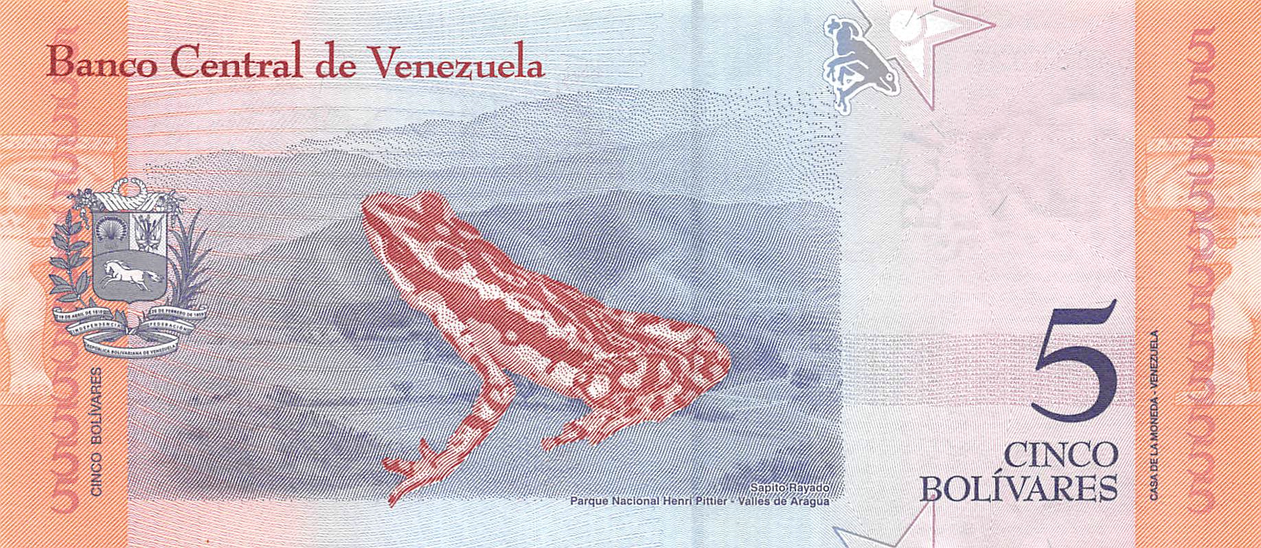 Venezuela 5 Bolivares 2018-01-15 AU Pn 102a Prefix A 