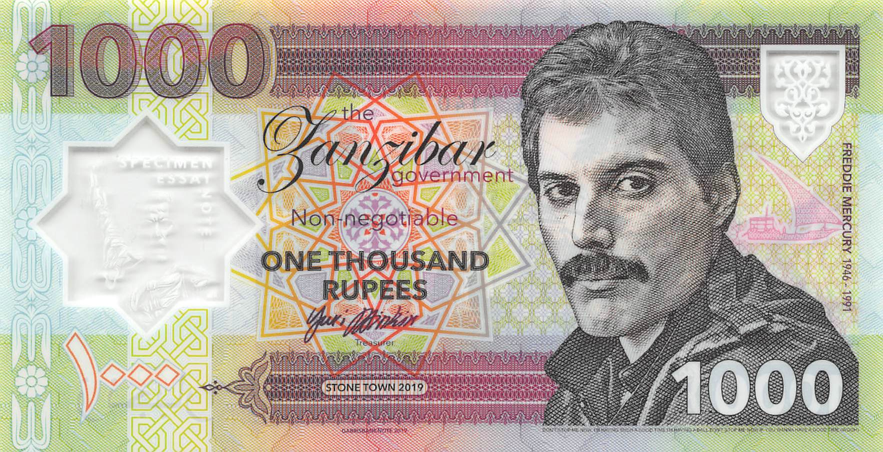 Freddy Mercury Queen Banknote Geldschein Gold 100 Rubel 